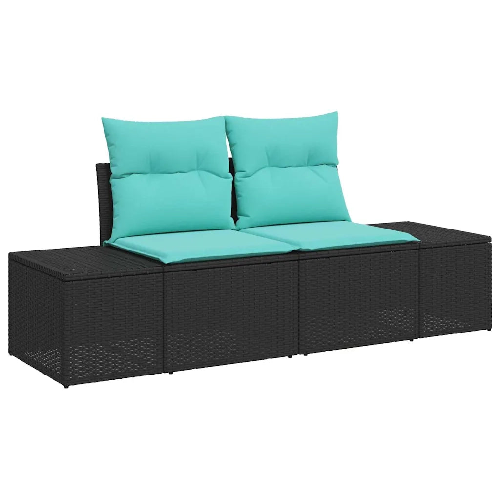 Set Divano da Giardino 8 pz Nero e Blu polyrattan 3349232