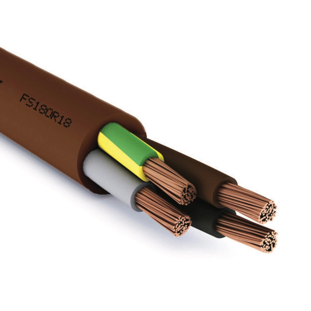Cavo elettrico gommato marrone multipolare fs18or18 5 fili *** lunghezza metri 100, sezione conduttore 5g1,5mmq, conf...