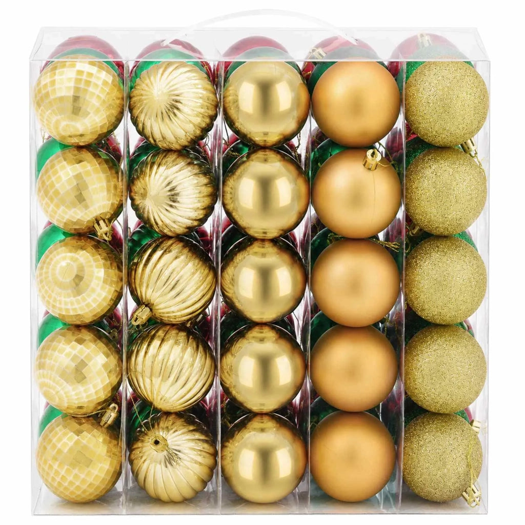 Set di Palline di Natale 75 pz Rosso, oro e verde 6 cm 42050656
