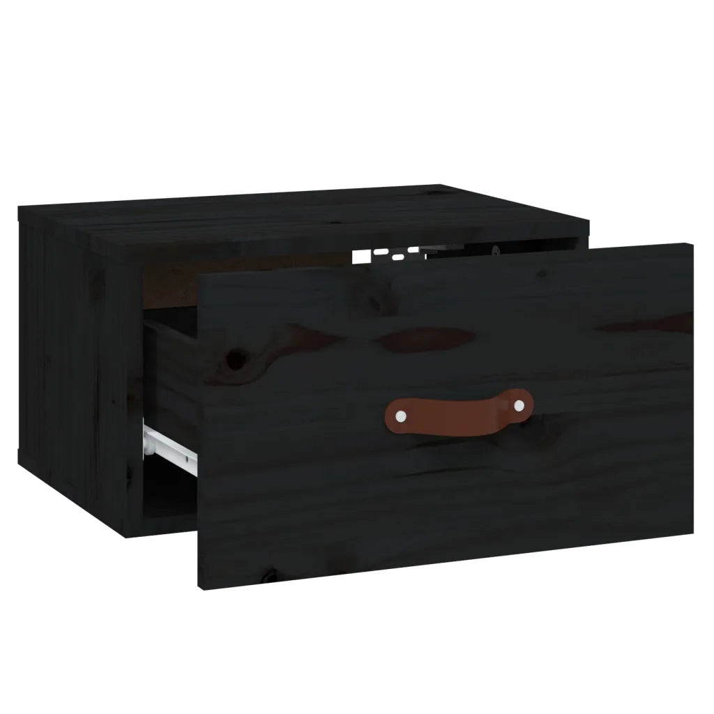 Set di 2 Comodini | Armadio da Notte | Mobiletto da notte a Muro Neri 40x29,5x22 cm