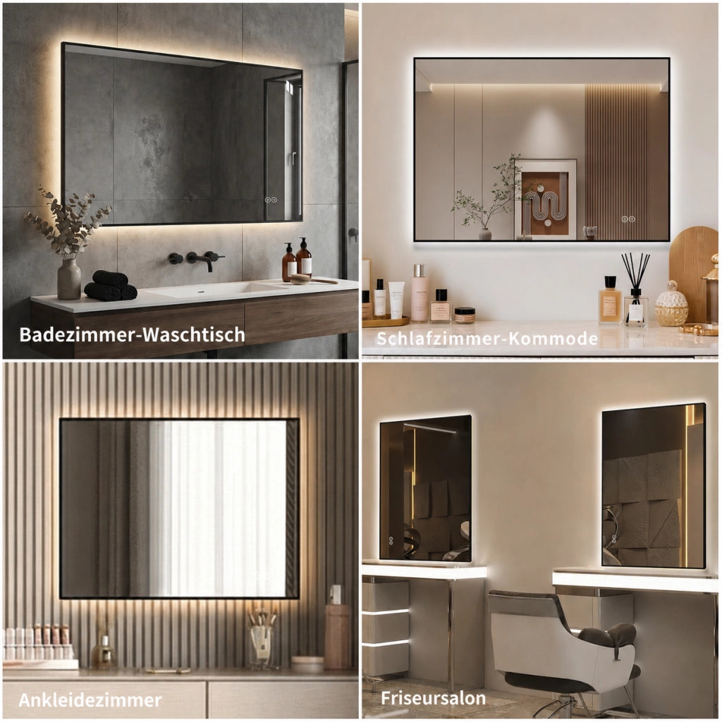 Specchio da bagno LED retroilluminato con antiappannamento; 3 tonalità dimmerabili; vetro argentato senza rame 5 mm