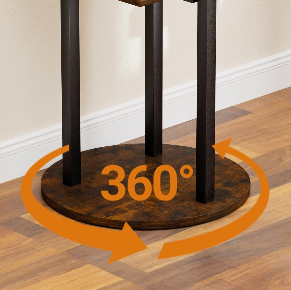 Specchio da terra girevole a 360° con appendiabiti integrato nero e marrone HOMVRA