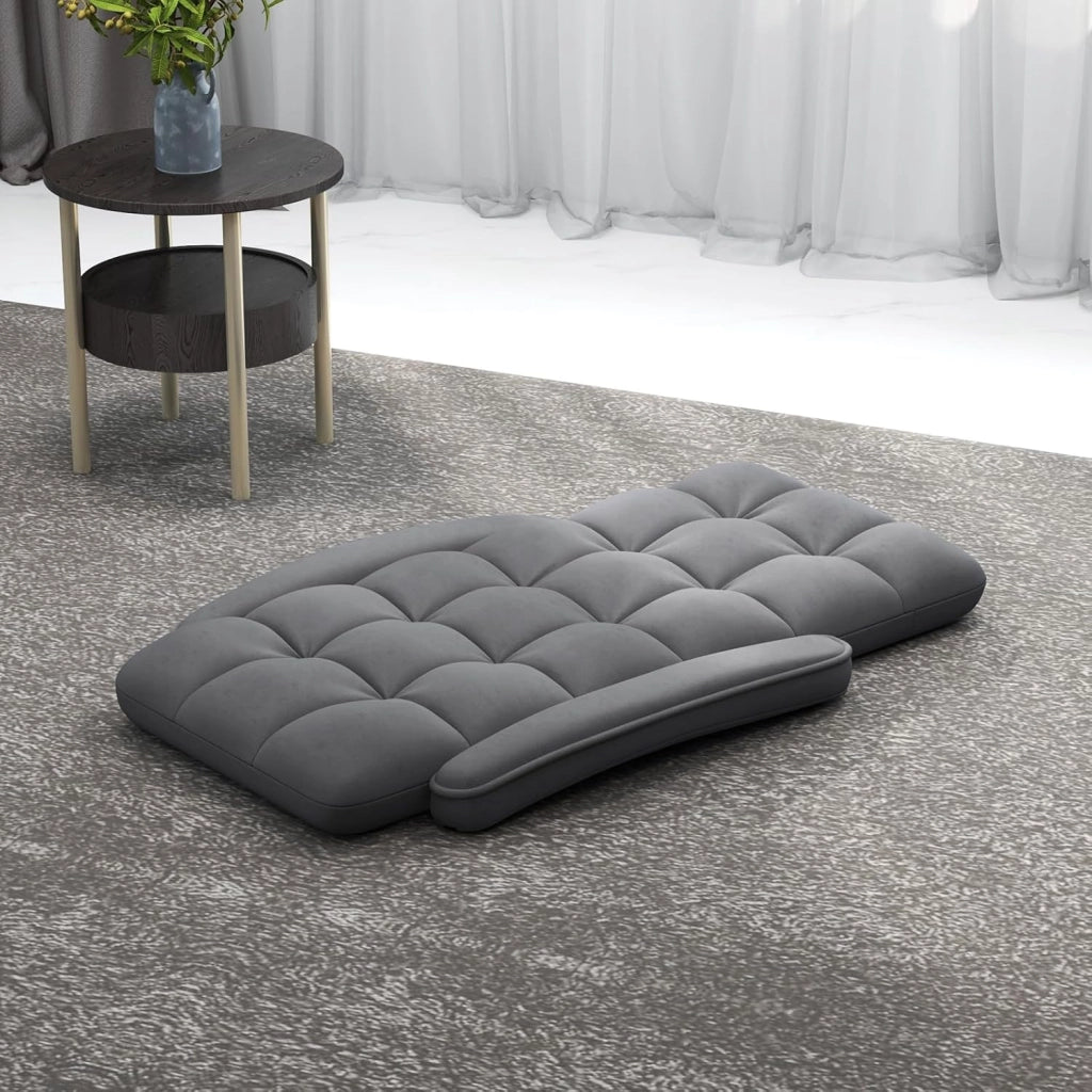 Sedia da Pavimento con Supporto Lombare, Poltrona Divano Regolabile a 6 Posizioni con Braccioli, Chaise Lounge per Soggiorno Camera da Letto, 60x64x54 cm