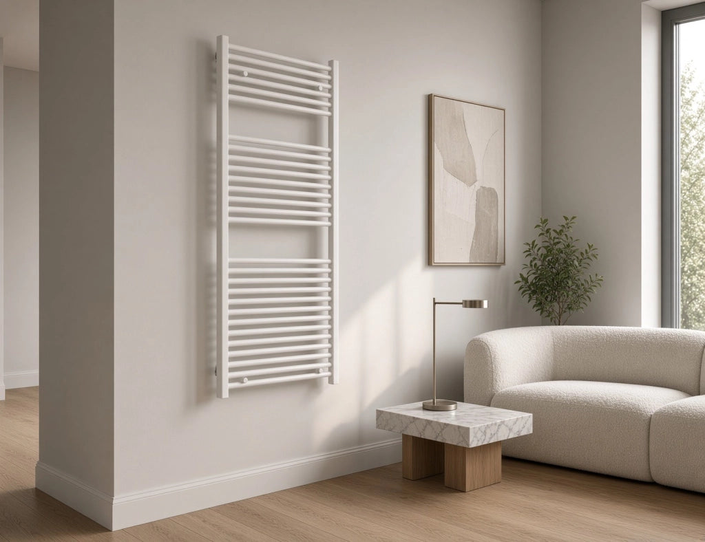 Scaldasalviette termoarredo 120x45 cm (int.40) bianco da bagno tubi dritti MICHALI
