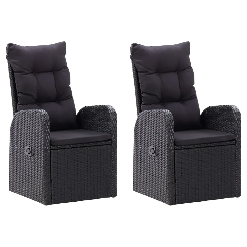 Set da Pranzo da Giardino 3 pz con Cuscini Nero 3099479