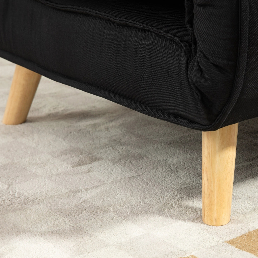 Poltrona Letto 2-in-1 con Schienale Regolabile e Cuscino Decorativo, Rivestimento in Lino, Portata 350 kg