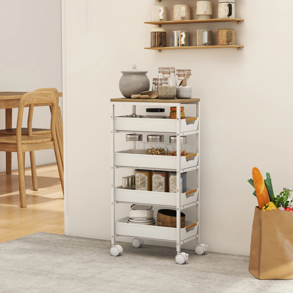 Carrello a rotelle con cassetti e ripiani ¨C Minimal ¨C Bianco