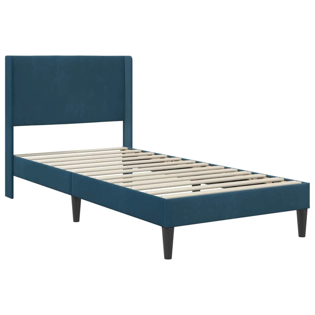 Letto singolo | Letto per adulti | Struttura del letto con testiera Blu 80 x 200 cm Velluto