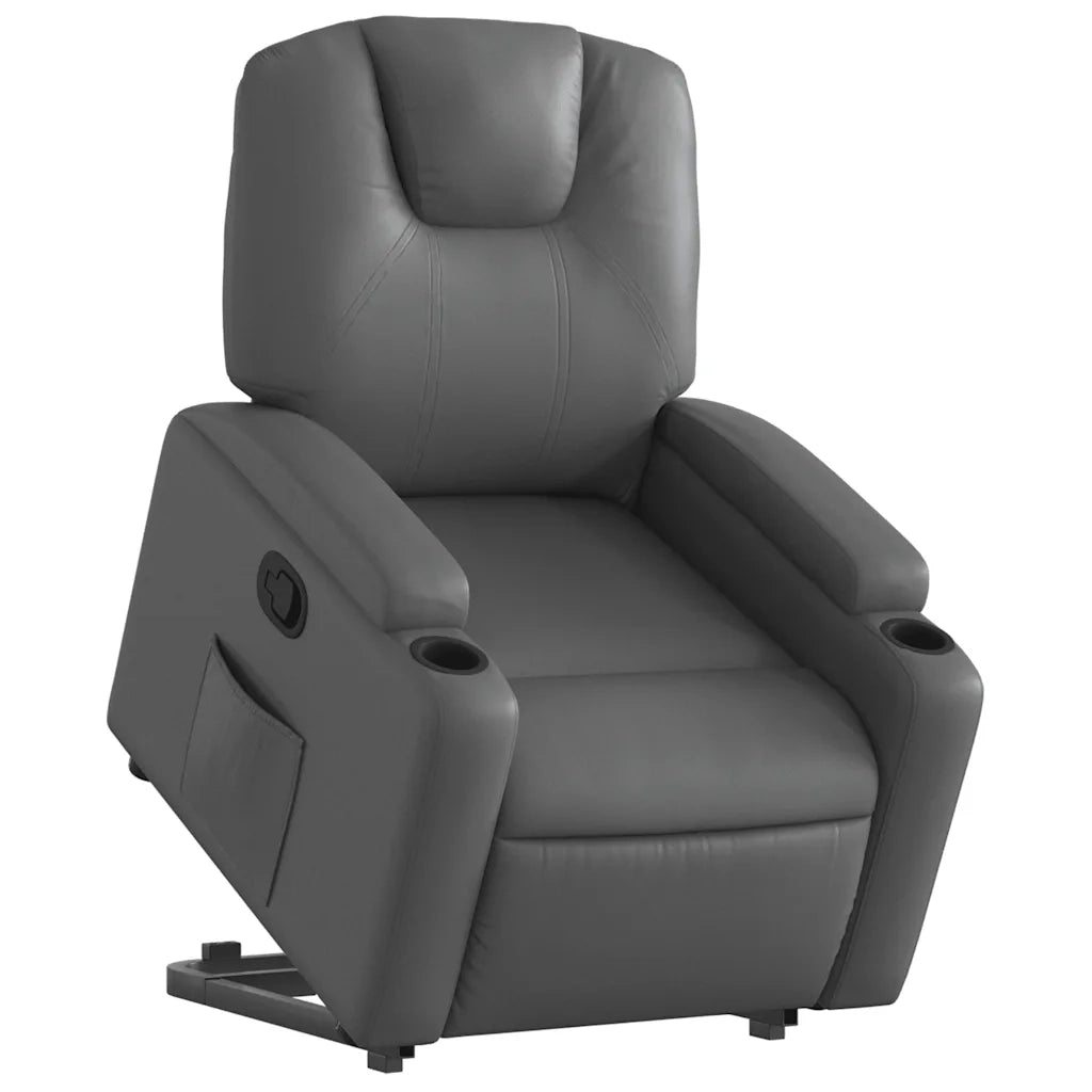 Divano Sedia-Poltrona Alzapersona Reclinabile Grigio in Similpelle 248904