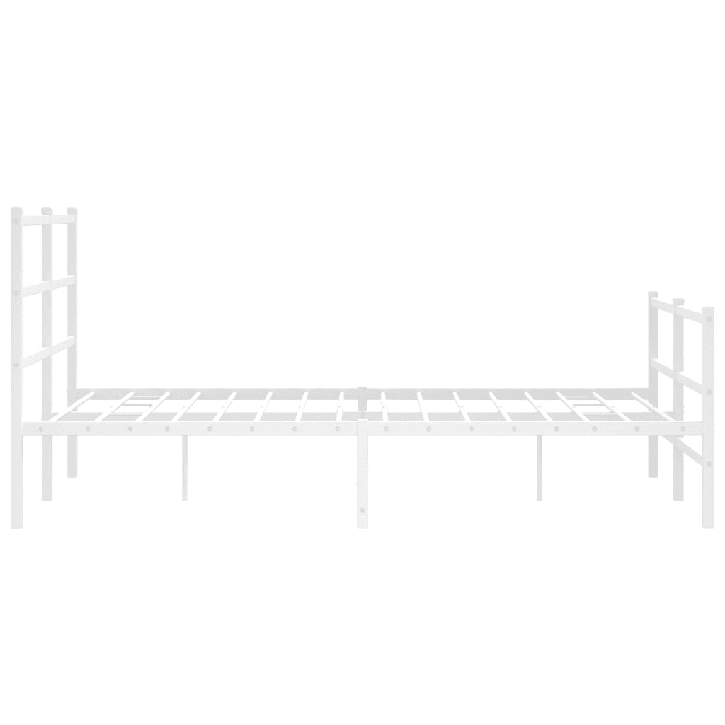 Letto matrimoniale | Letto per adulti | Giroletto con Testiera e Pediera Metallo Bianco 140x200 cm