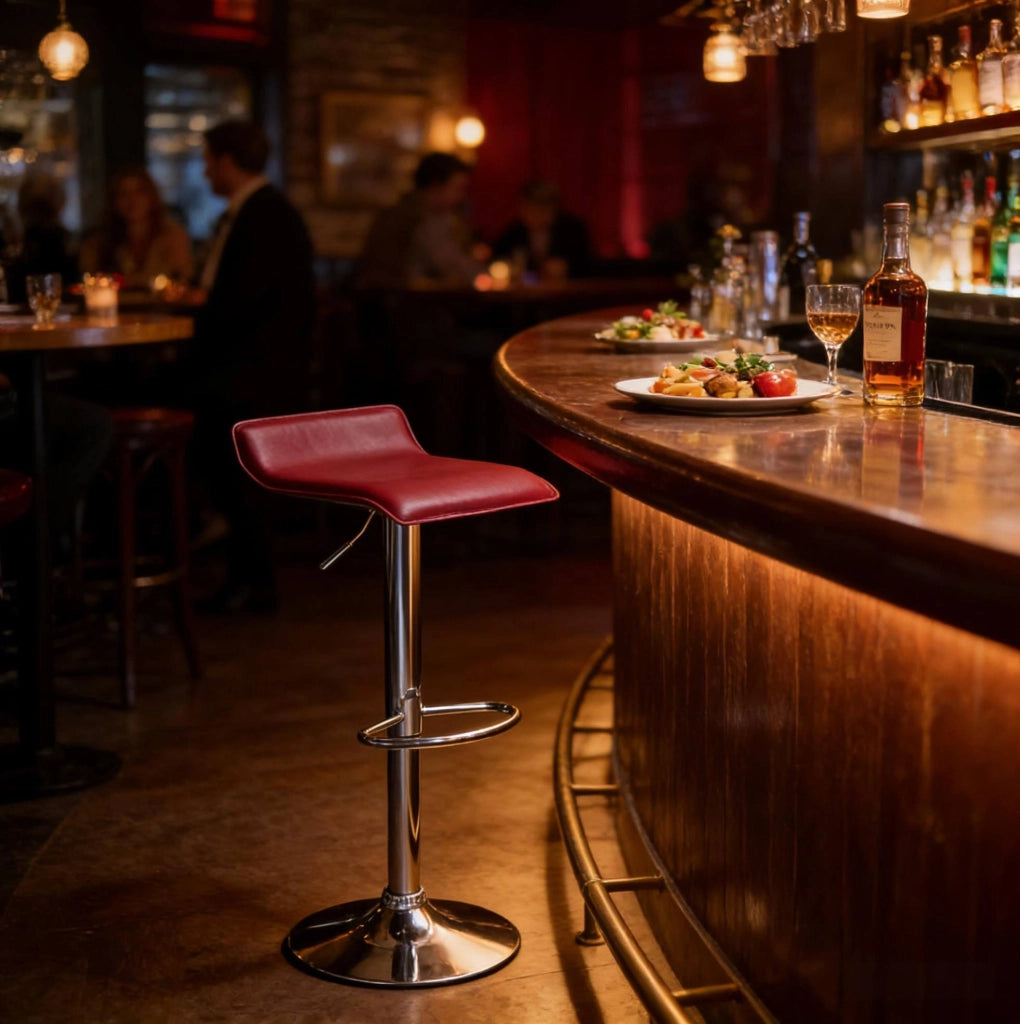 Sgabello da bar girevole regolabile in altezza rosso vino