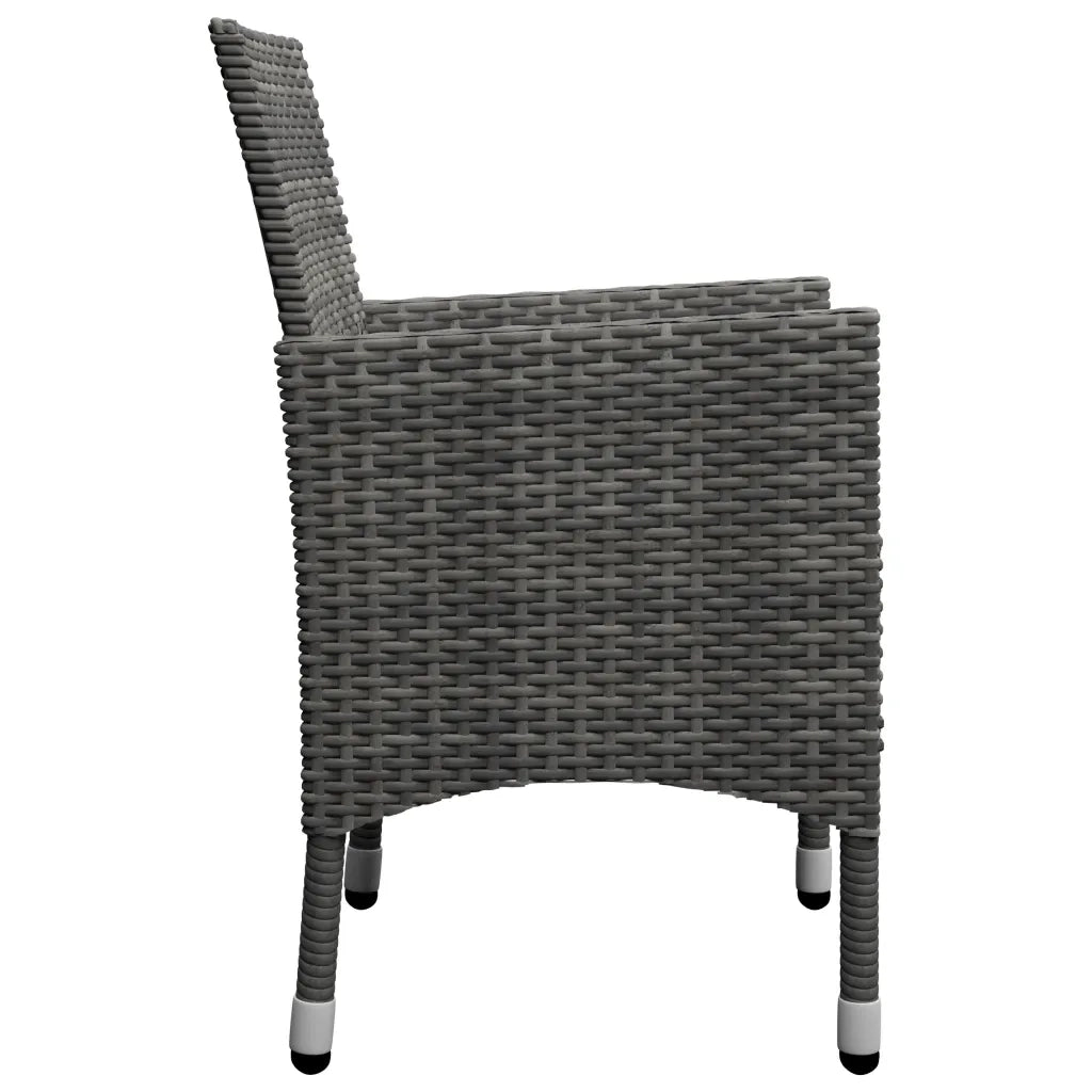 Set Bistrot Giardino 3 pz | Set Salotto da Giardino Polyrattan e Vetro Temperato Grigio