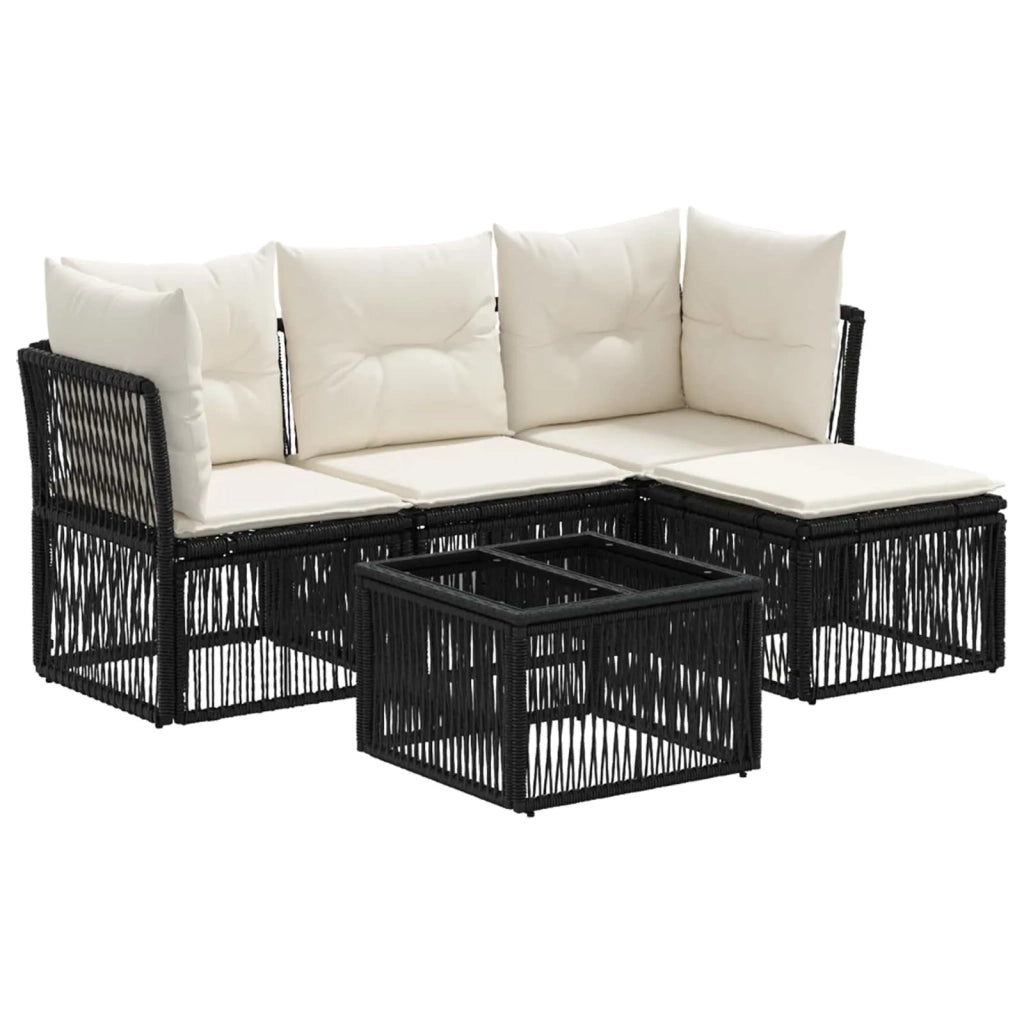 Set Divano da Giardino 5 pz Nero polyrattan 3434200