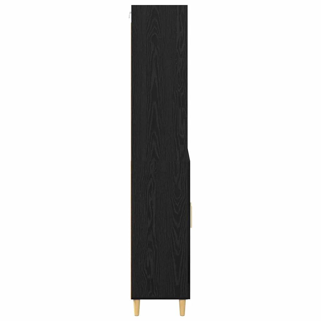 Credenza | Madia | Buffet da pranzo | Armadio da pranzo Rovere Nero 69,5 x 32,5 x 180 cm Legno multistrato