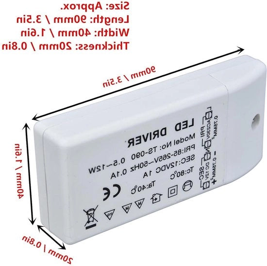 Transformatore di Alimentazione 12W 12V DC 1A Corrente Continua Drive Potenza Regolabile - Adatto per Lampade LED - Illuminazione Esterna - Proiettori per Computer
