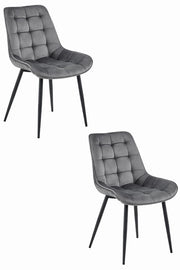 Sedia VALORA BERA - Velluto grigio scuro con gambe nere x 2