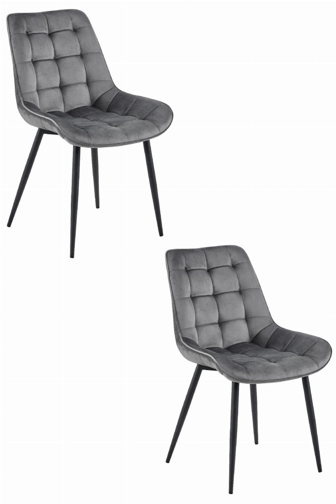 Sedia VALORA BERA - Velluto grigio scuro con gambe nere x 2