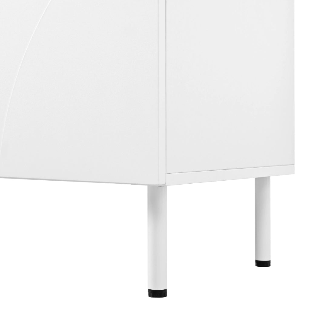 Credenza 140x40x77,5 cm con 4 ante push-to-open in MDF e truciolare bianca