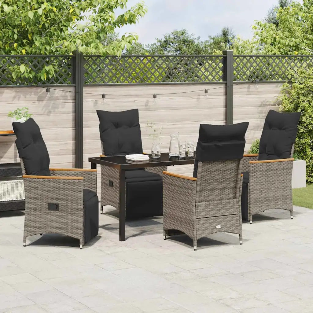 Set da Pranzo per Giardino con cuscino 5 pcs Grigio polyrattan 3379627
