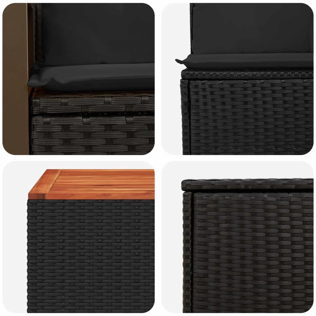 Set di divani 8 pz Nero Rattan sintetico e Acciaio 3448632