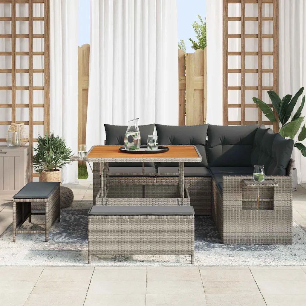 Set Divano da Giardino con cuscino 8 pcs Grigio polyrattan 3361738
