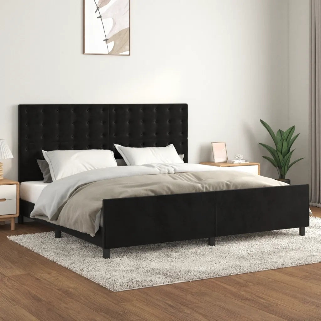 Giroletto senza Materasso-Struttura Letto Nero 200x200 cm in Velluto 900155