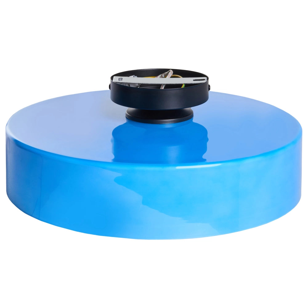 Lampada da soffitto con paralume in vetro blu, modello a incasso, ideale per soffitti bassi