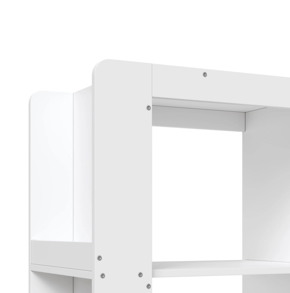 Libreria stretta bianca con 3 cassetti e 3 vani, 200 cm