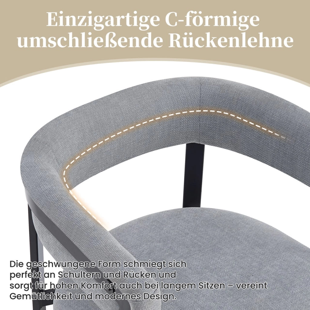 SEDIA da pranzo Set da 2 pezzi in chenille grigio