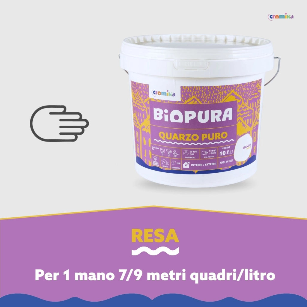 Pittura murale quarzo puro interni esterni finitura opaca linea biopura cromika *** formato 10 lt, confezione 1