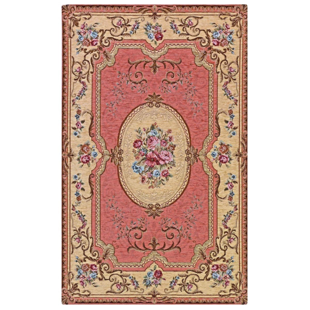 Tappeto AUBUSSON ROSA cm.115x175 in ciniglia multiuso lavabile antiscivolo