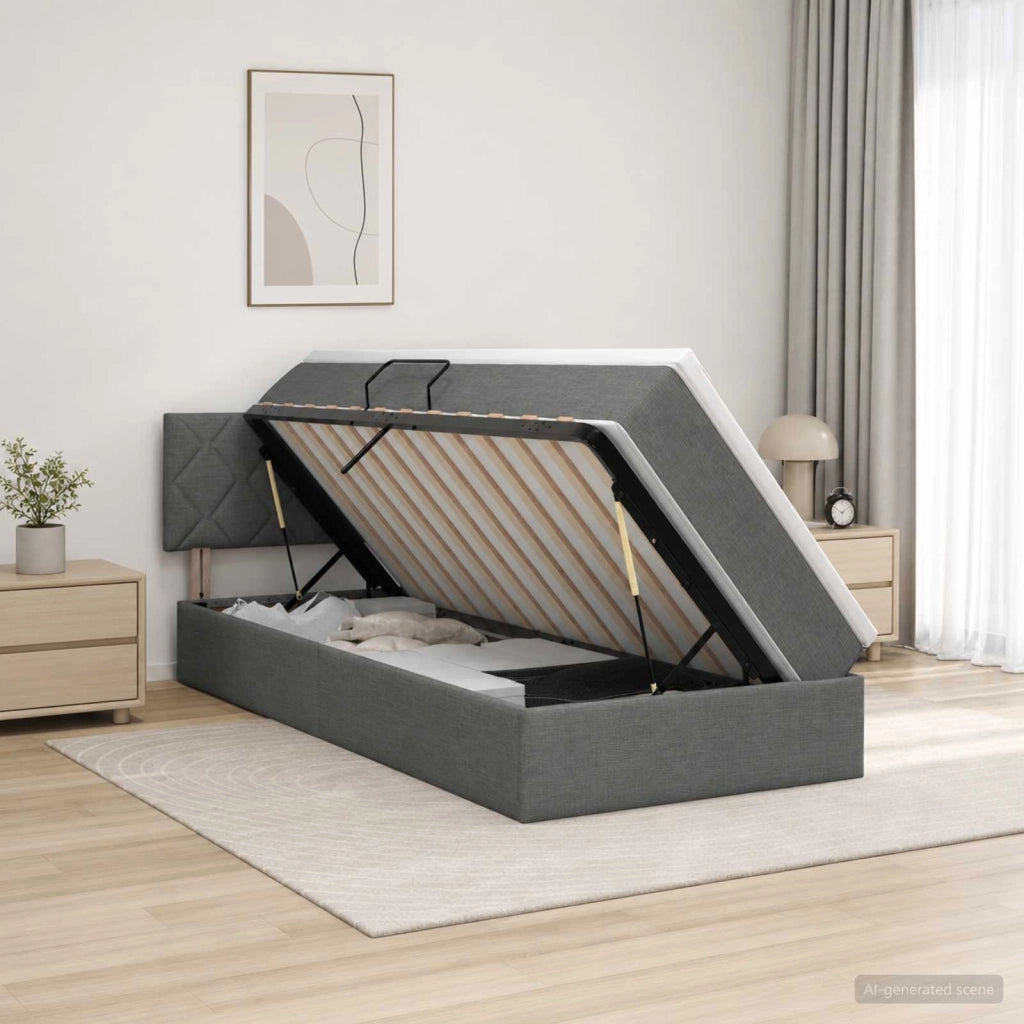 Letto con contenitore LED e materasso Grigio Scuro 100 x 200 cm 3459106