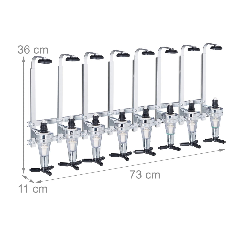 Dosatore da parete per 8 bottiglie da bar professionale 30 x 20 x 15 cm in metallo nero 13_0004921