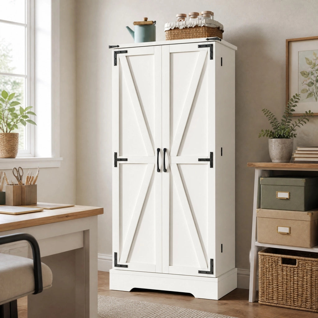 Credenza cucina in stile rustico con LED, bianca, 128,5 cm