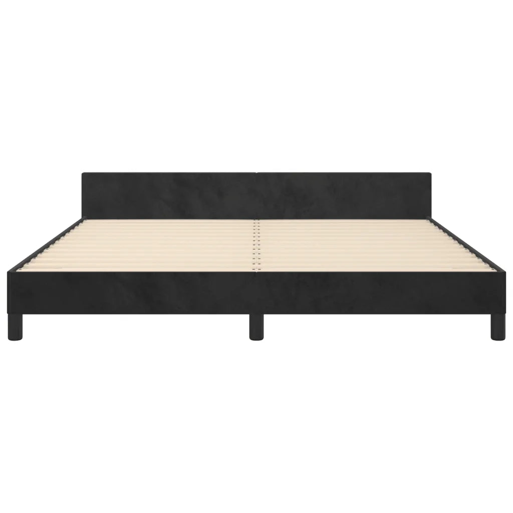 Letto matrimoniale | Letto per adulti | Giroletto senza Materasso Nero 160x200 cm in Velluto
