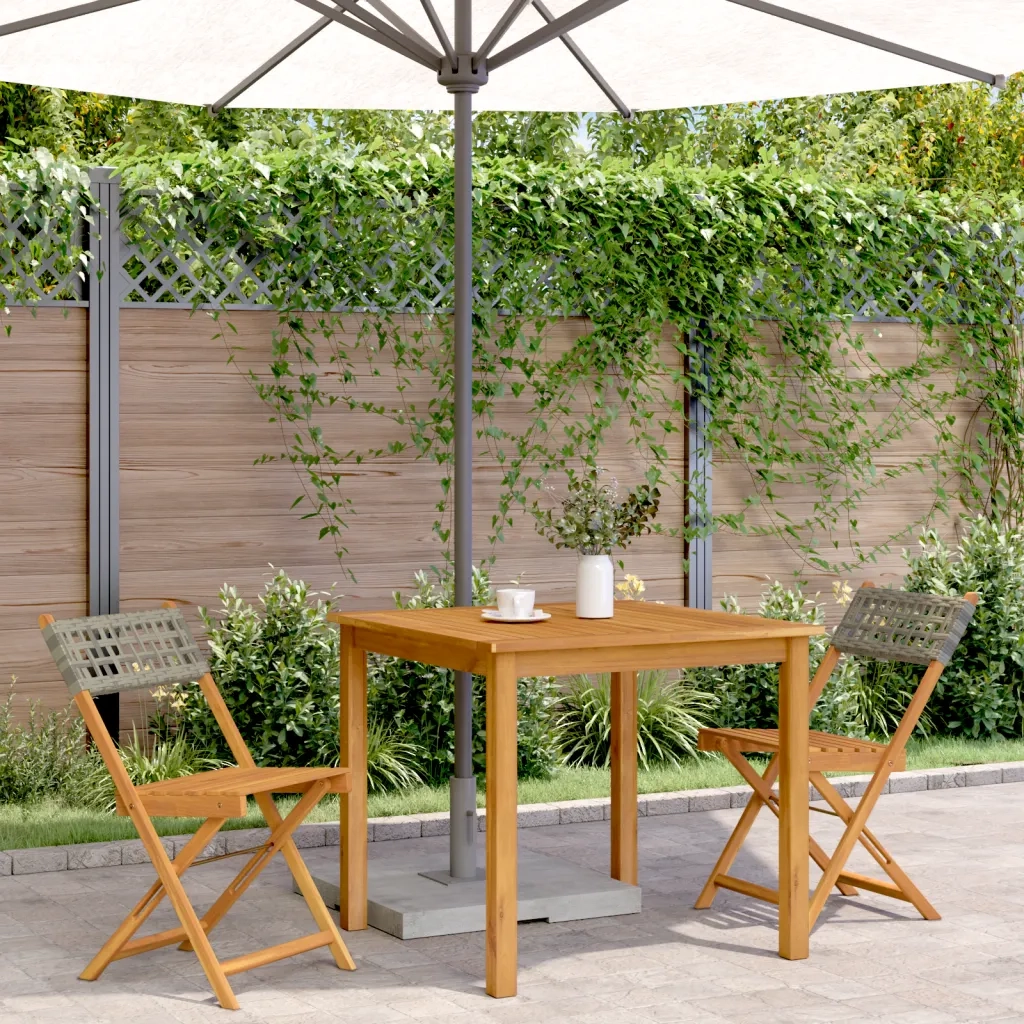 Sedie Pieghevoli 2 pz Grigie Legno Massello Acacia e Polyrattan 367676