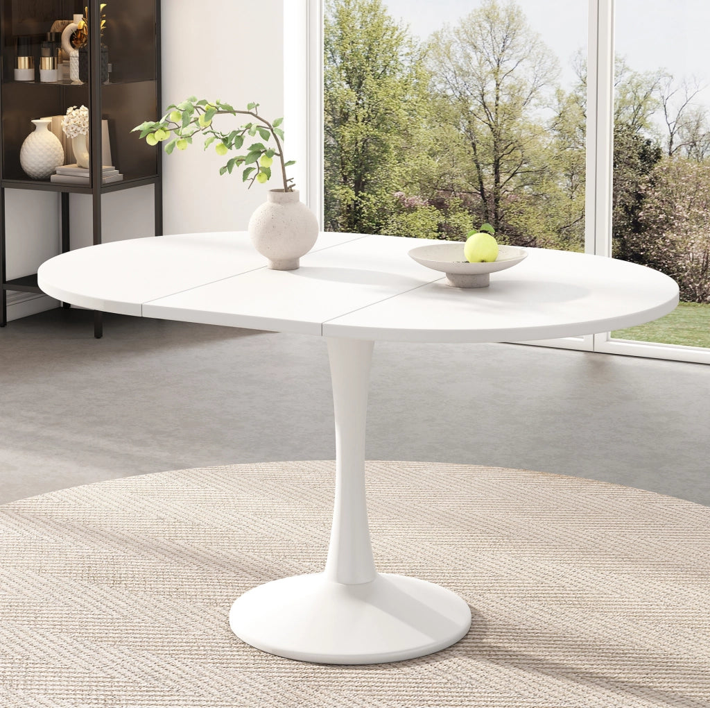 Tavolo da pranzo ovale allungabile 100/140x100x75 cm in MDF bianco
