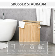Cesto porta biancheria in bambù con coperchio, 90 litri, 2 scomparti e sacco interno rimovibile - 54,2 x 35,2 x 59,5 cm