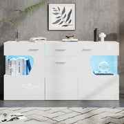 SIDEBOARD 140x33x70 cm Bianco Lucido in MDF con LED