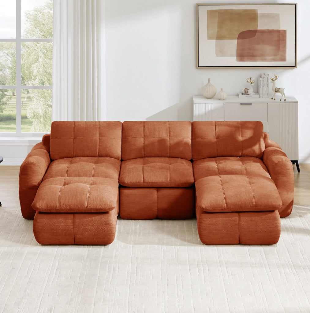 DIVANO Modulare Senza Telaio 264x160 cm Chenille Arancione
