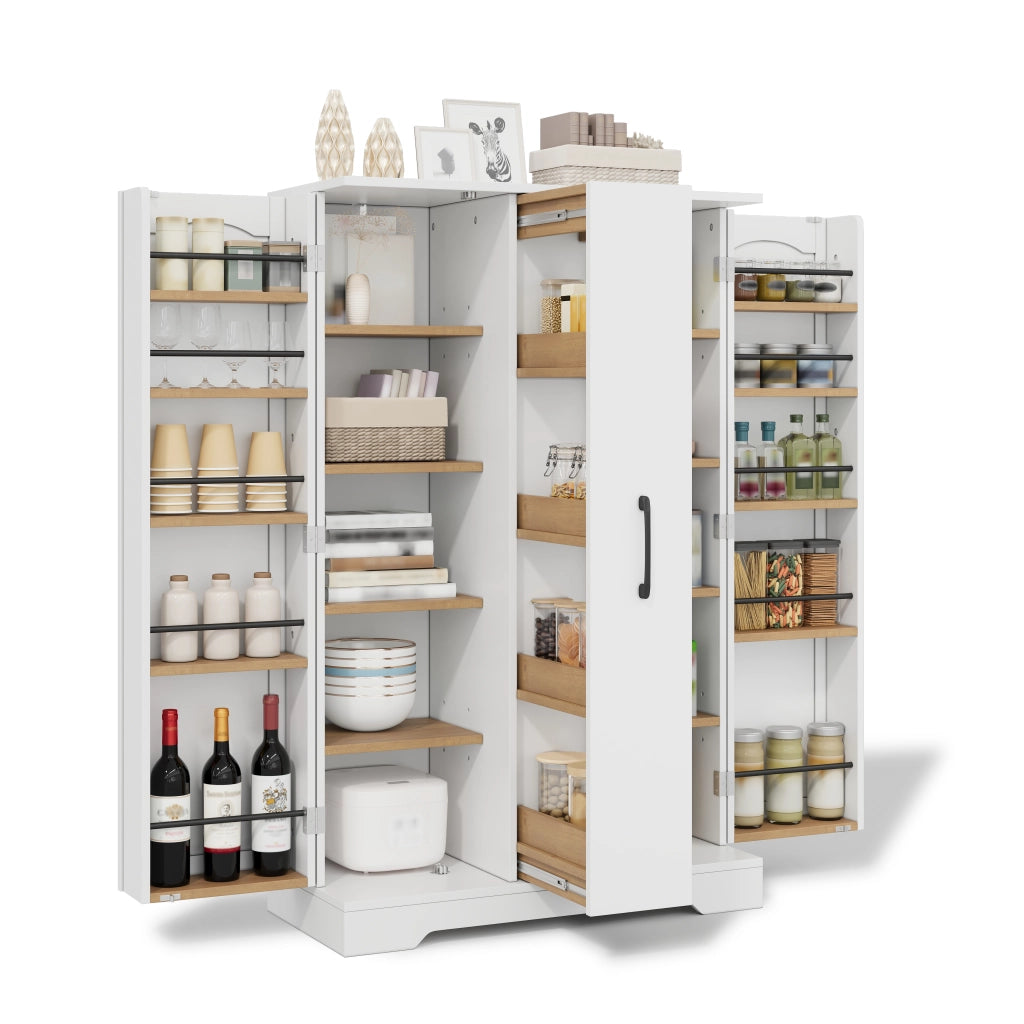 Mobile da Cucina 78x35x120 cm con Estraibile Verticale a 4 Livelli e 4 Ripiani Interni