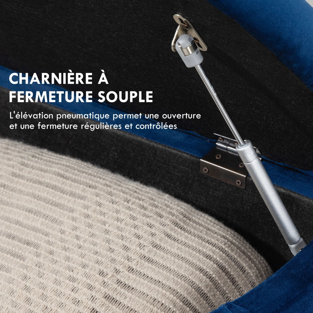 Pouf ¨C Minimal ¨C Blu, velluto, legno