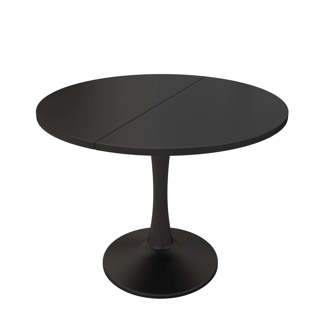 Tavolo da pranzo allungabile ovale - per sala da pranzo - in MDF - 100/140×100×75 cm - nero