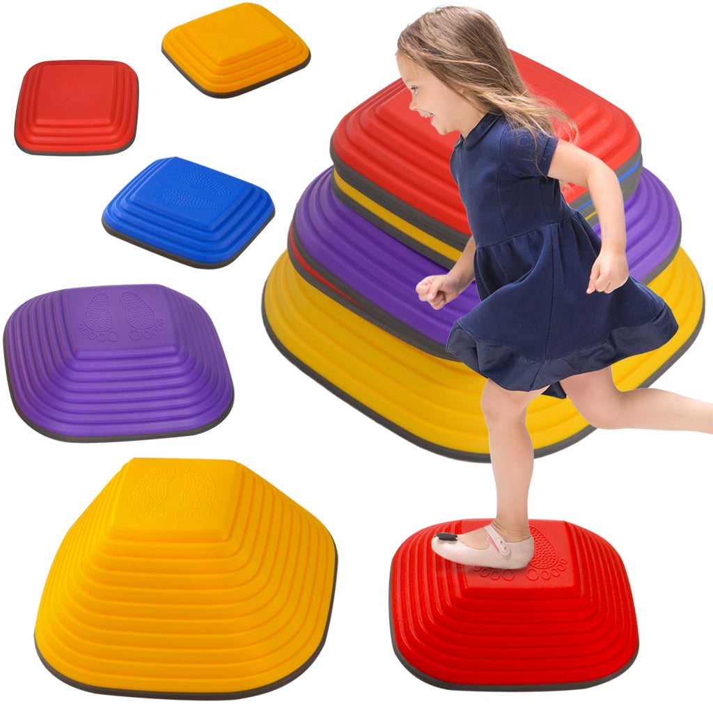 Set 6 Pietre da Equilibrio per Bambini in Plastica Colorata Percorso a Ostacoli Antiscivolo Impilabile per Casa e Giardino