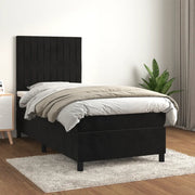 Giroletto a Molle con Materasso-Struttura Letto Nero 80x200 cm in Velluto 368016