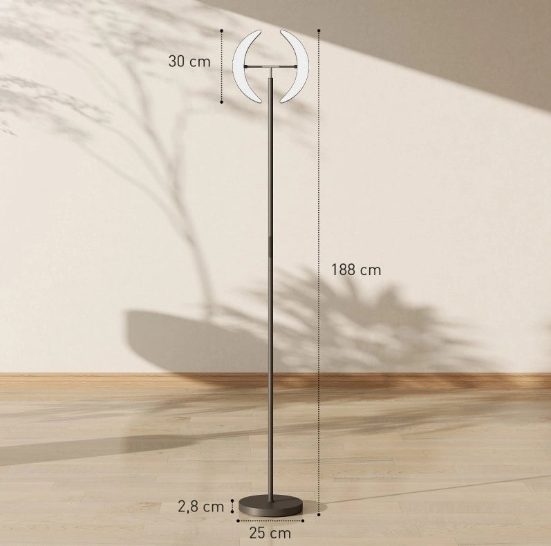 Lampada da terra RGB nera 30x30x188 cm, doppia testa orientabile –