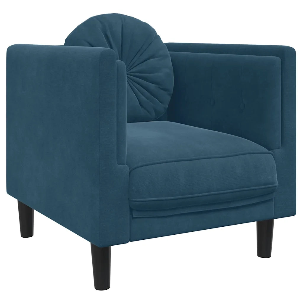 Poltrona con Cuscino Blu in Velluto 372630