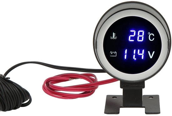 Termometro Digitale con Display Multifunzione - Misurazione della Temperatura - Voltmetro - Display a LED - Alta Precisione - Facile da Installare - Schermo a LED Blu