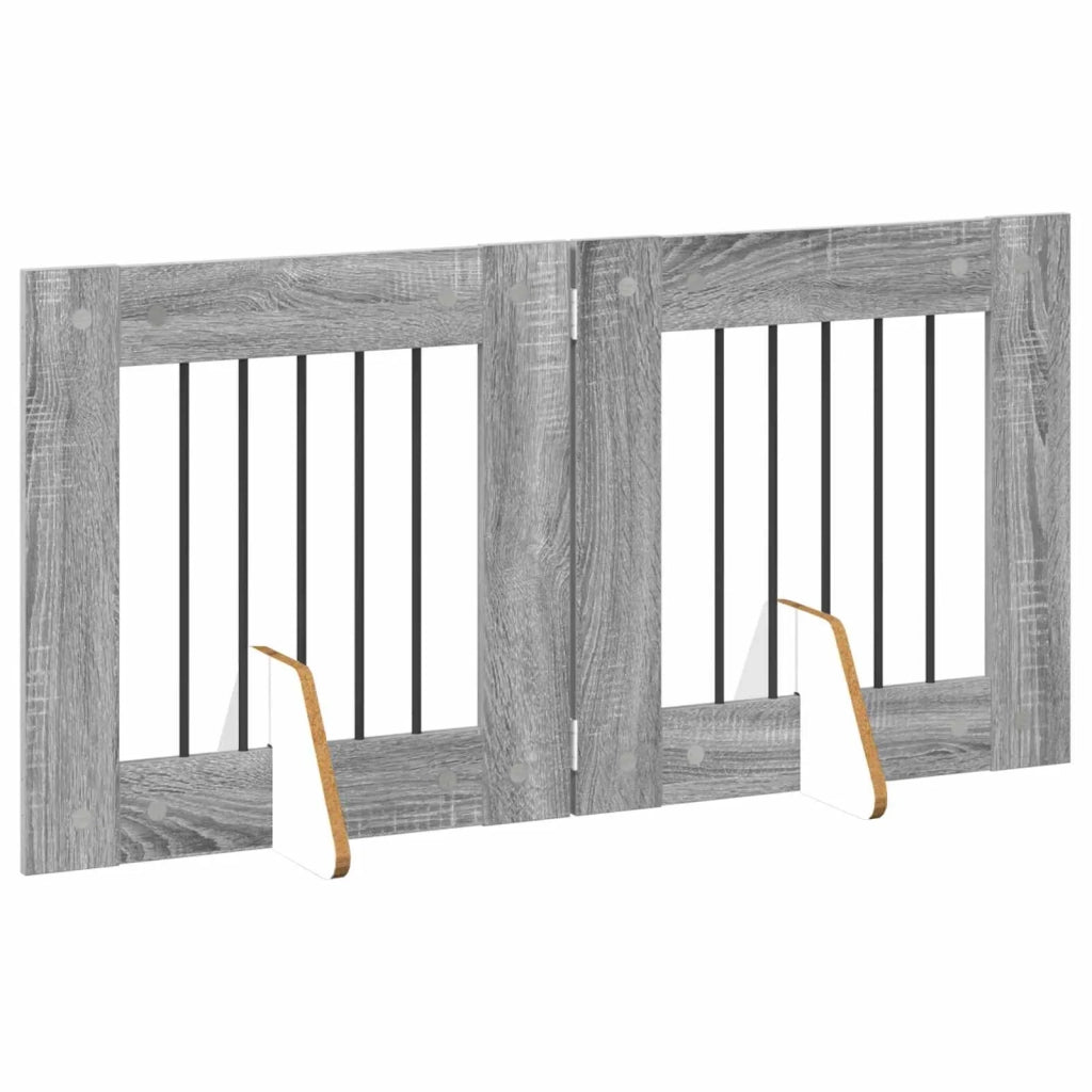 Cancello per cani con supporti 2 pz Grigio Sonoma 60 x 60 cm CFW3957009