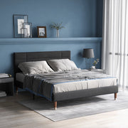 Letto matrimoniale 140x200 cm in tessuto grigio con rete a doghe e materasso 7 zone